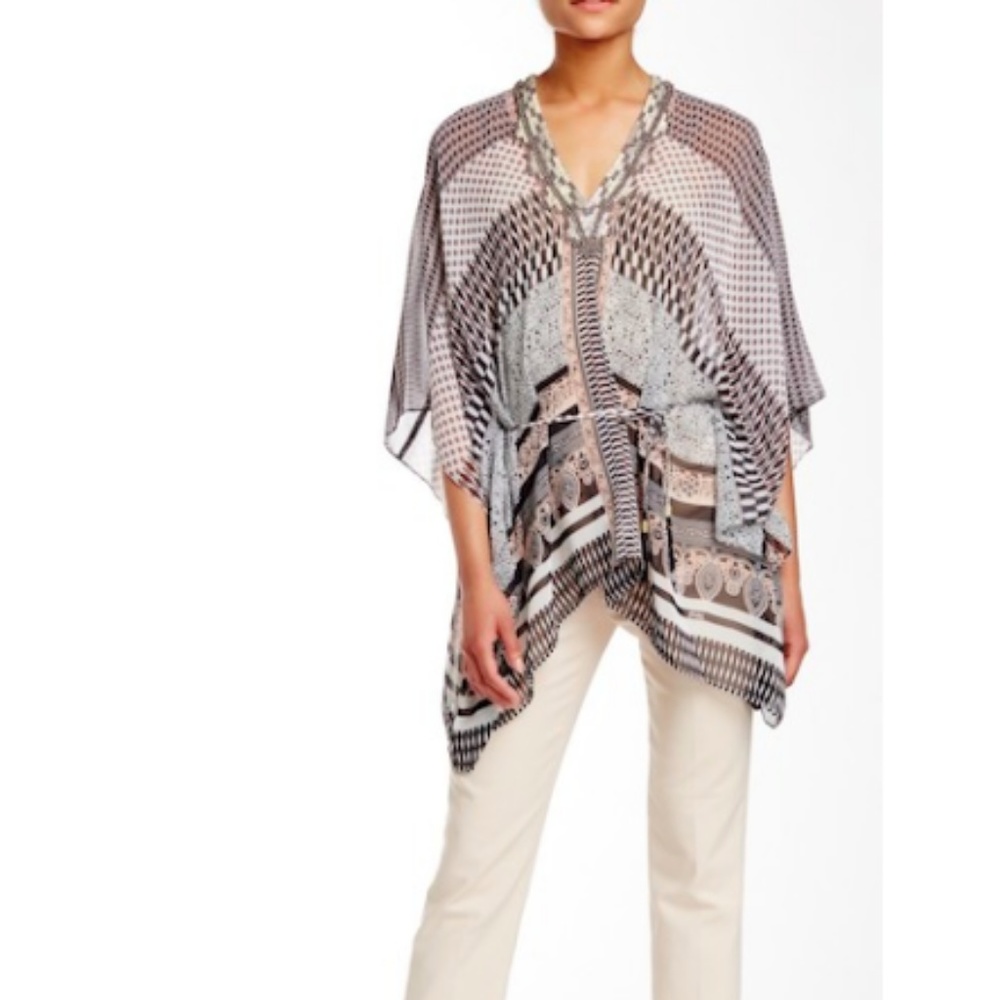 Hale Bob Beaded Embroidered Poncho Tunic